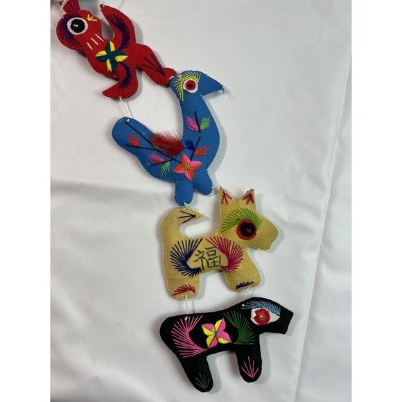 Vintage Chinese Zodiac Folk Art Ornaments Embroidered Hand‎ Made Set Of 12 - Picture 7 of 7